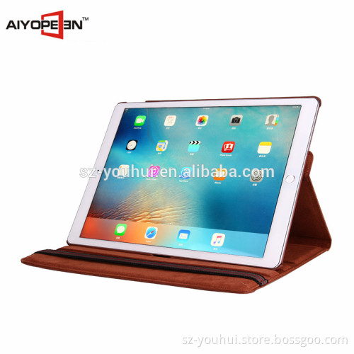 Hot sales PU leather 360 rotating case for ipad pro 12.9 '' smart cover for ipad pro with brown color